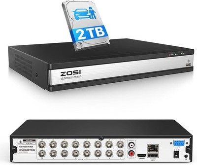 ZOSI H.265+ 16CH 1080p DVR Recorder 2TB HDD for CCTV Security Camera System