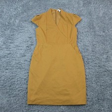 41Hawthorn Dress Womens L Yellow Sheath Knee Length V-Neck Cap Sleeve Pockets