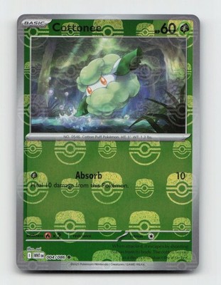 Cottonee 004/086 Master Ball Pattern Common WHT White Flare Pokemon Near Mint