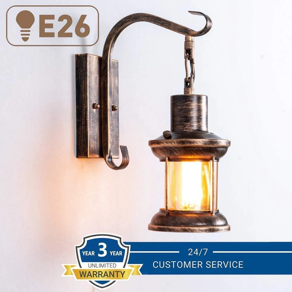 Деревенские светильники, полированная маслом бронза отделка для помещений винтажный настенный светильник для прогулок... - Изображение 3 из 4