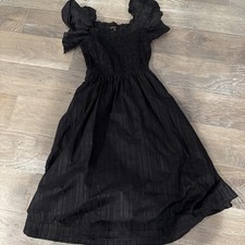 Banana Republic XS Smocked Ruffle Midi Dress XS Black #789699 NWOT