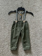 Boys Green Suspenders  Pants Size 12 Months