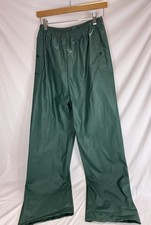 Columbia Pants Mens XS Green Shell PVC Waterproof Rain Wide Leg Snap Buttons VTG