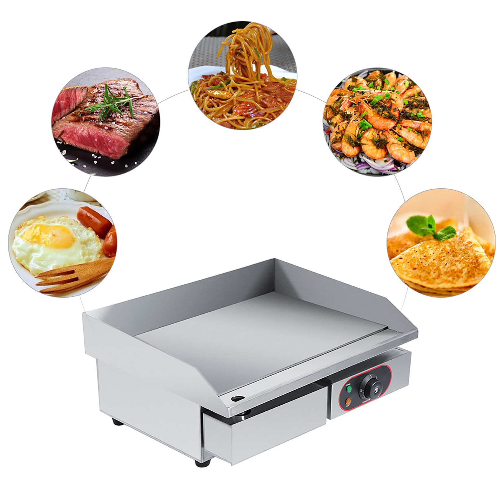 Stainless Steel Electric Griddle Countertop Hot Plate Commercial BBQ Grill UT