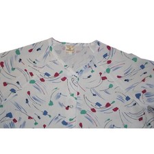 Fashion Seal Healthcare Short Sleeve Medical Scrub Size Medium Floral White