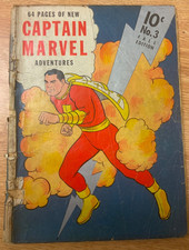 Captain Marvel Adventures #3 1941 missing centerfold Metallic Silver/LOTS OF PIX