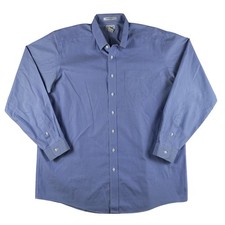 L.L. Bean Dress Shirt Mens 17.5 36/37 Blue Stripe Classic Fit Wrinkle Resistant