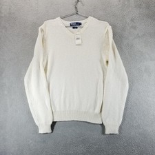 Polo Ralph Lauren Sweater Mens S Beige V Neck Cotton Wool Knit Pullover Casual