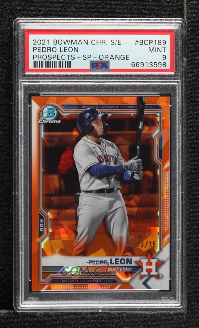 2021 Bowman Chrome Sapphire Prospects Orange Refractor 73/75 Pedro Leon 0m76