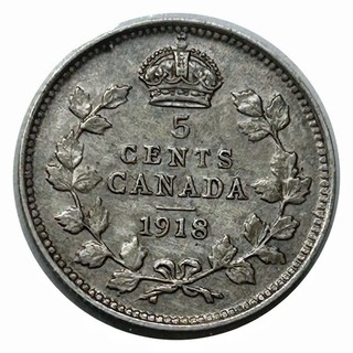 1916 Canada 5 Cent Silver Coin High Grade Rare Coin Extra Fine #0613