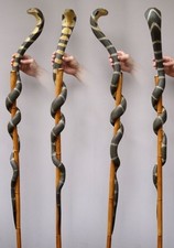 Hand carved snake design wooden walking stick for men women walking cane gf