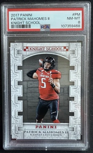 2017 Panini FOOTBALL #PM PATRICK MAHOMES Knight School Rookie RC PSA 8 NM-MT