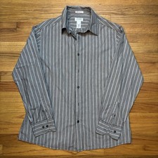 Claiborne Men's Size XL Modern Fit Long-Sleeve Striped Button-Down Dress Shirt
