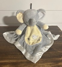 Douglas Baby Gray Elephant Yellow Bird Lovey Security Blanket Plush Satin 14.5  