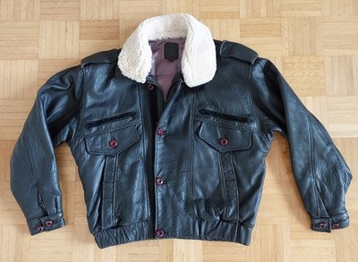 Hein Gericke Lederjacke, schwarz, gefüttert, abnehmb. Fellkragen, Gr.52,  80iger