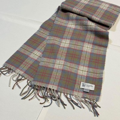 Johnstons of Elgin Lambswool Scarf Made in Scotland - Check Pattern