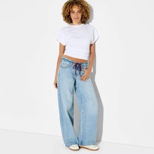 Wild Fable Women's Ultra Low-Rise Baggy Denim Jeans - Light Wash