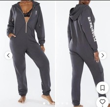 Savage X Fenty Forever Savage Hooded Jumpsuit Forged Iron Gray X- Large