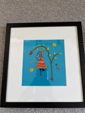 original hand embroidery by Saima Kaur framed and signed.