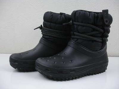 Women's 7 M Crocs Classic Neo Puff Luxe Boots Black 207312-001 Winter Waterproof
