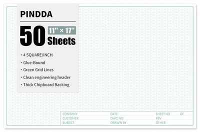 Isometric Graph Paper, 11''x17'' Dot Grid Paper, 0.25'' Grid, 50 Sheets