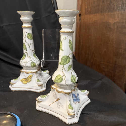 anna weatherley porcelain Pair Of Ivy Garland Large Candlesticks 10 In - Picture 12 of 12