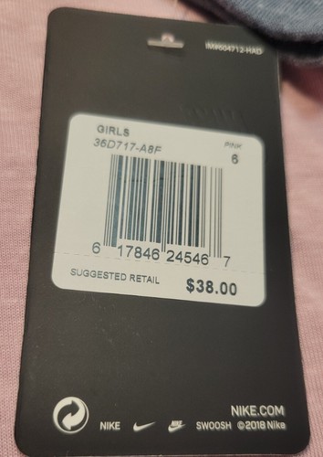 Nike Girl's Long Sleeve Extra Long Shirt Pink & Gray Size 6 FREE SHIPPING $38 - Picture 6 of 7