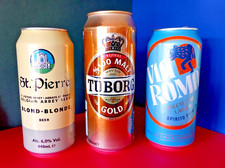 EMPTY BEER CANS TURKISH VERSION TUBORG TOWER BRIDGE LONDON, ST PIERRE & VIA ROMA