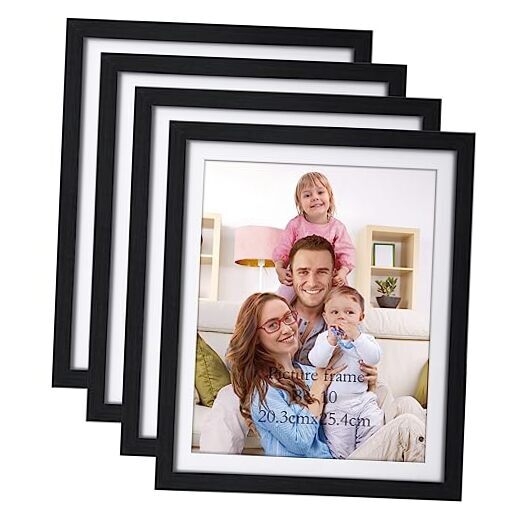 Picture Frame with Mat, 9.4x11.7 Outer Frames Matted to 8 x 10’ 8x10 Black