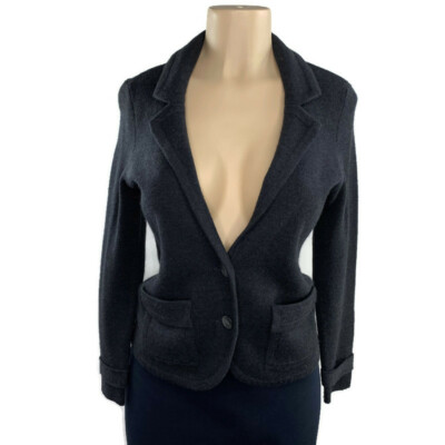 Halogen womens sweater jacket size small gray longsleeve wool blend work  Office