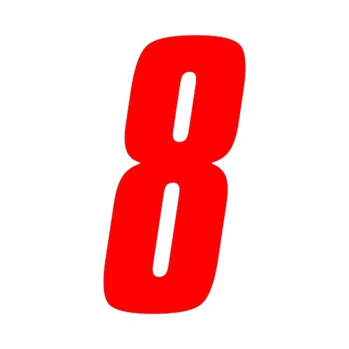 8 inch tall Red Race Number 8 racing numbers decals motocross road mx ...