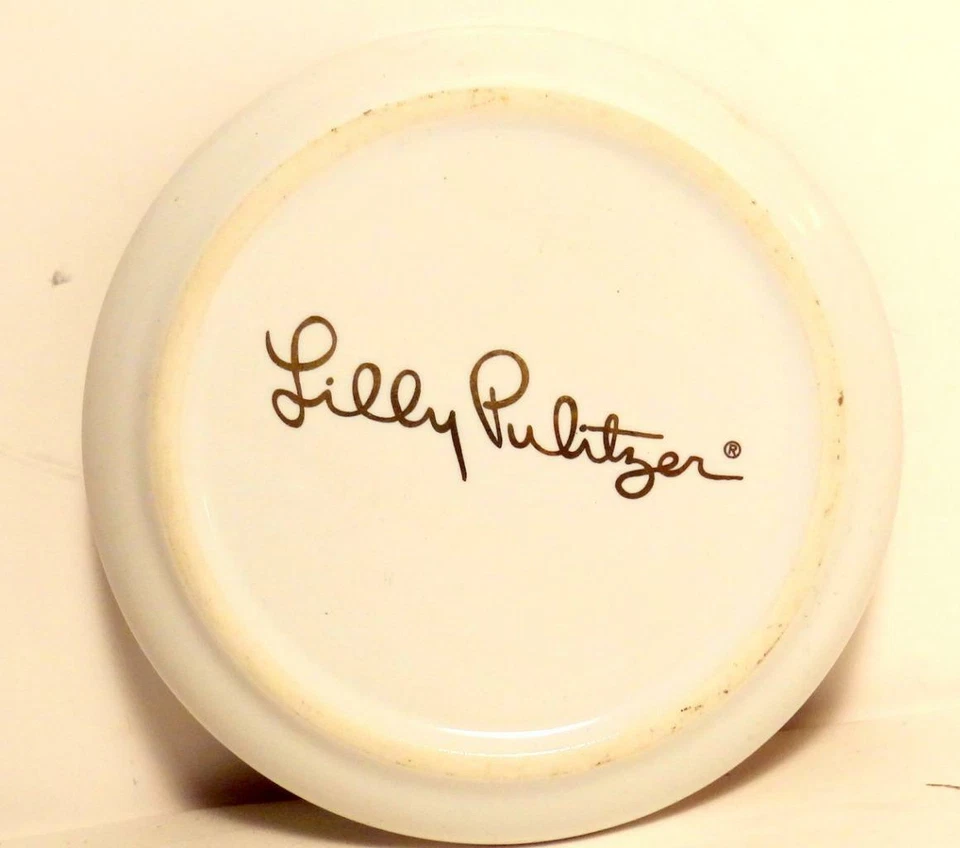 3.75" Lilly Pulitzer Cerámica Posavasos Baratija Joyería Anillo Plato Fruta Rosas Verde Foto 3 de 3