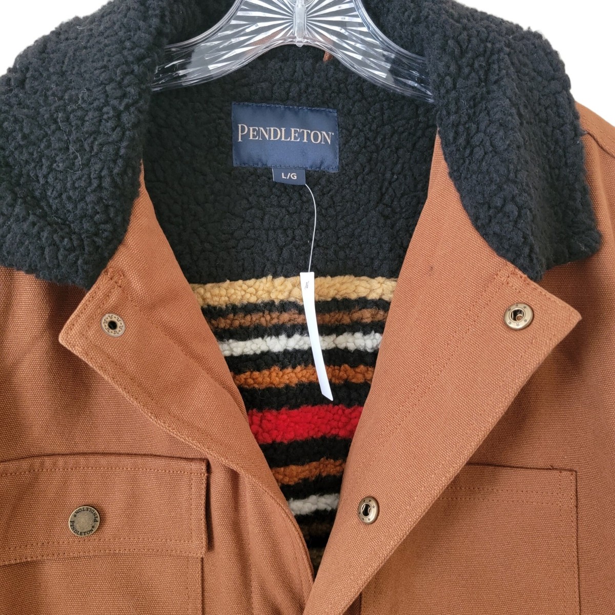 PENDLETON Jacket Dry Goods Jacket Canvas Sherpa Lined MEDIUM PENDLETON Jacket Dry Goods Jacket Canvas Sherpa Lined MEDIUM