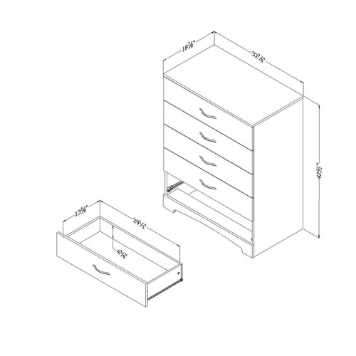 White 5 Drawer Dresser Chest Drawers Wooden Clothes Storage Bedroom Furniture - Picture 7 of 7