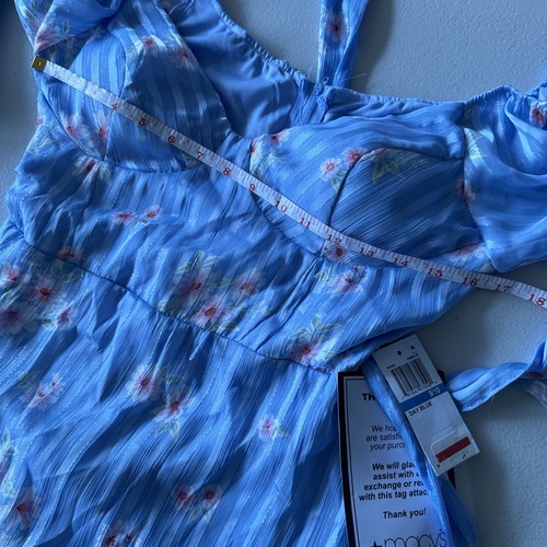 B. Darlin Womens Blue Floral A-Line Party Mini Dress Juniors 9/10 - 第 5/7 張圖片