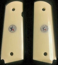 1911 Fits Colt & Clones Grips Faux Ivory Texas Star Fits ALL Gov. models A+