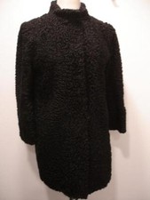 Women's S M Black Genuine Curly Persian Mongolian Tibetan Lamb Fur Jacket Coat