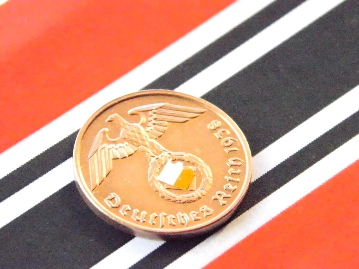 GERMAN Coin 1938 F 2 REICHSPFENNIG SWASTIKA COPPER 3RD REICH WW2