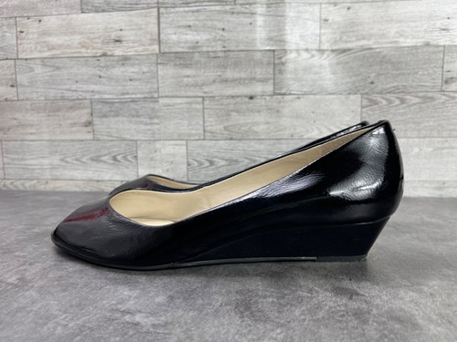Talbots Heels Women 8.5AA 2A Tiffi Shoes Black Patent Leather Wedge Kitten Pumps - Picture 9 of 20