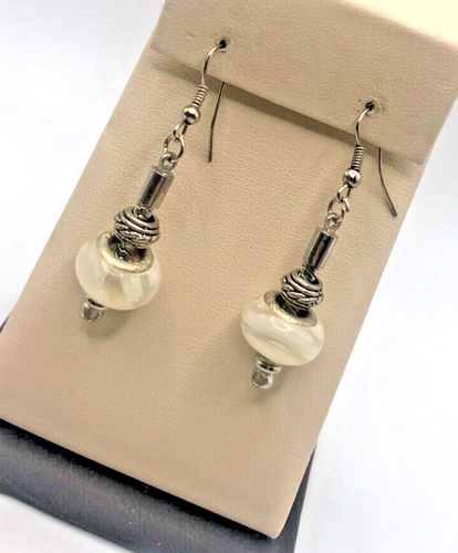 925 Sterling Silver Glass Bead Drop Earrings