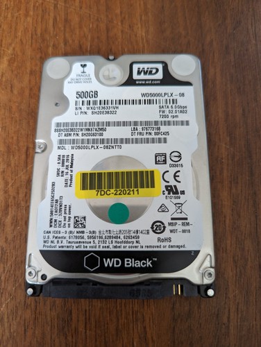 WD Black Mobile 500GB 2,5" WD5000LPLX HDD SATA 6Gb/s 7200 Festplatte 1