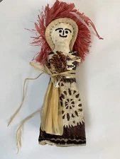 VTG Rustic Doll Rice Paper Handmade Folk Art 7785