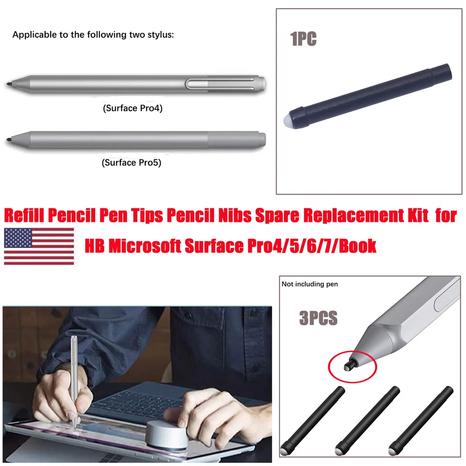 Refill Pencil Pen Tips Replacement Kit For HB Microsoft Surface Pro4/5/6/7/Book - Image 2 of 4