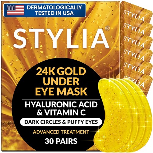 24K Gold Eye Patches – 30 Pairs for Puffy Eyes, Dark Circles & Fine Lines - Picture 2 of 14