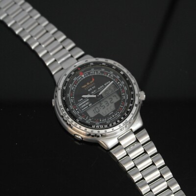 Vintage CITIZEN Wingman Sky1 989 Pilot Ana- Digi World Time Cal