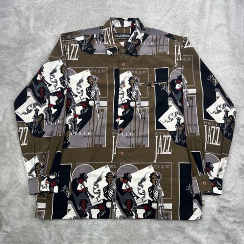 Vtg Pelle Pelle Marc Buchanan Shirt Mens Medium Brown Jazz Band Music Baggy 90s