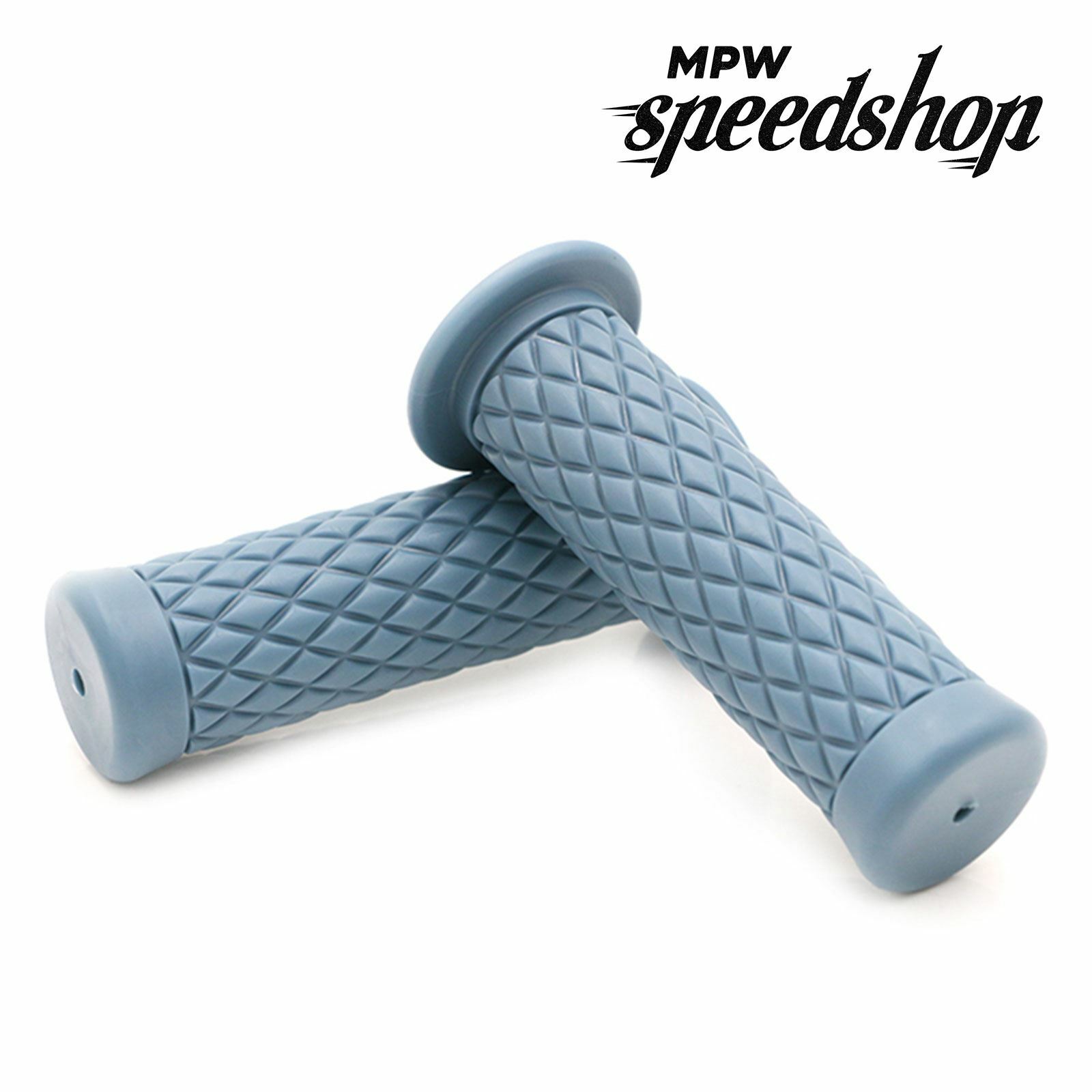 Big Diamond Cafe Racer / Scrambler (7/8"") 22mm Motorcycle Grips - Lake Blue
