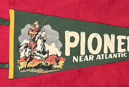Vintage 1950s Pioneer Town Amusement Park New Jersey Shore 26 Inch Felt Pennant