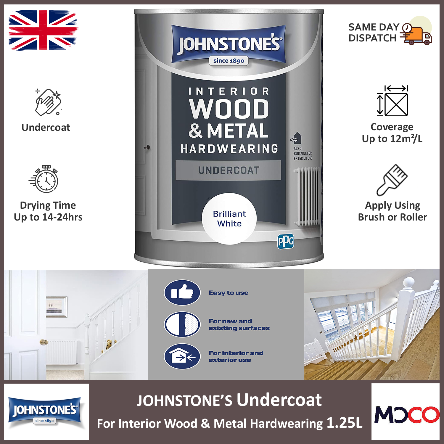 Johnstones Undercoat Paint Interior Exterior Wood Metal Surface