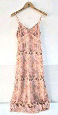 Urban Outfitters Dress Peach Pink Floral Lace Trim Midi Dress, Size Large.